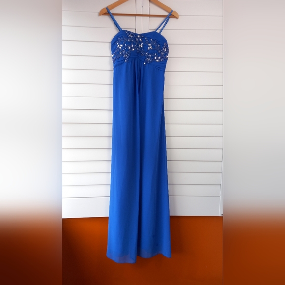 quiz Dresses & Skirts - Quiz Floaty Dress Cobalt Blue Size 10 Strappy Embellished Prom Wedding Cruise